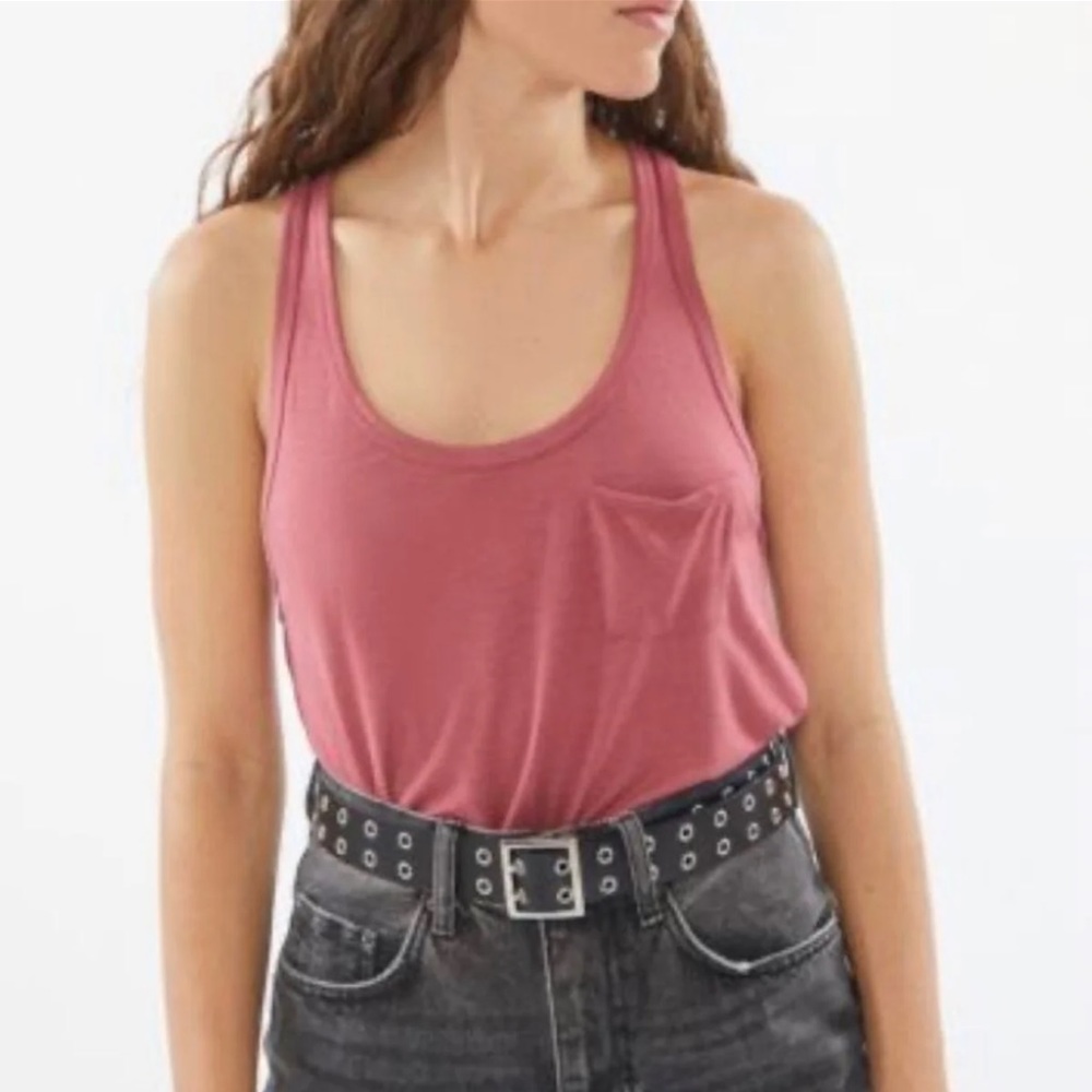 Urban Outfitters Project Social T Dusty Rose Pink Racerback Tank Top With Pocket